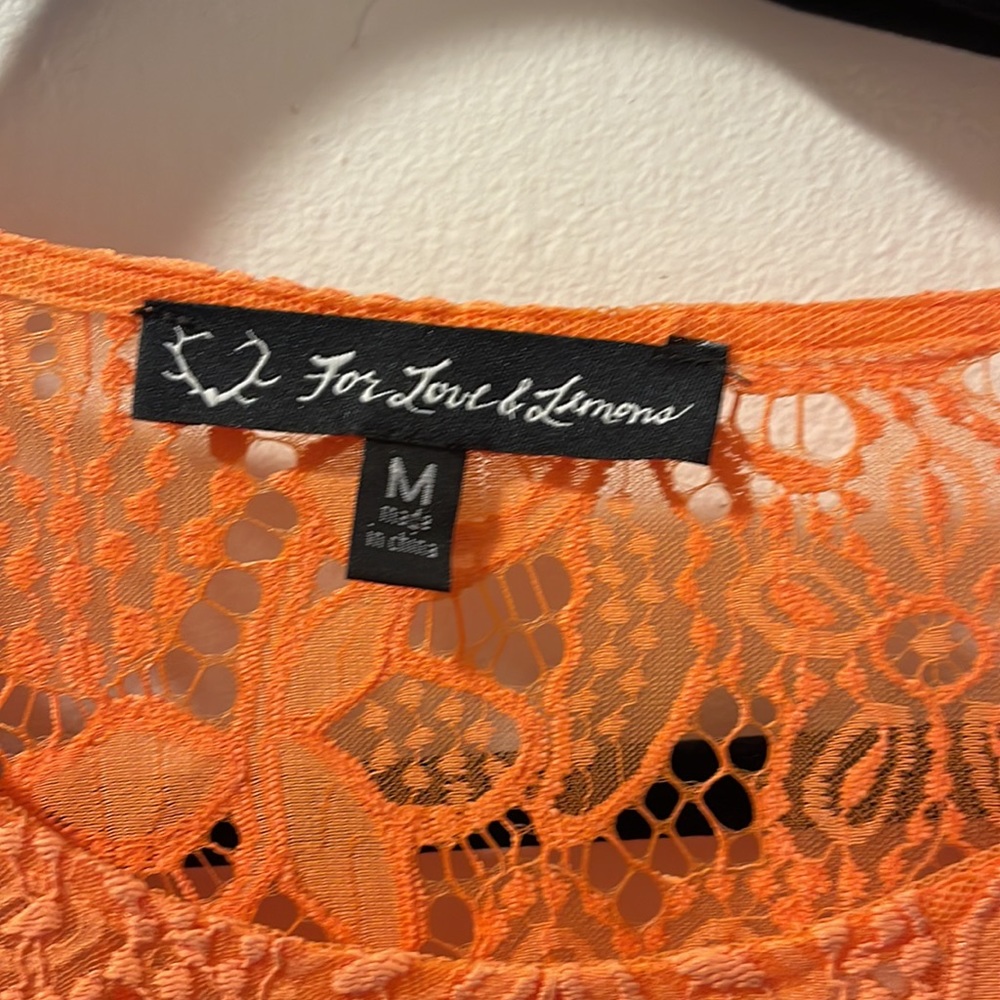 NWOT RARE For Love & Lemons Orange Lace Dress - slip included! - Picture 10 of 16